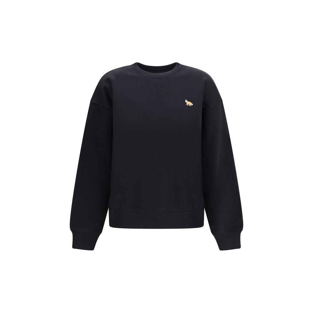 Elevate your style with the Maison Kitsuné Black Cotton Sweatshirt, crafted from organic cotton fleece, blending luxury and comfort for the discerning individual.