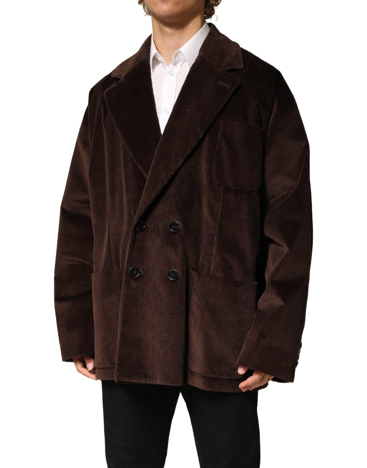Dolce & Gabbana Brown Double Breasted Corduroy Blazer
