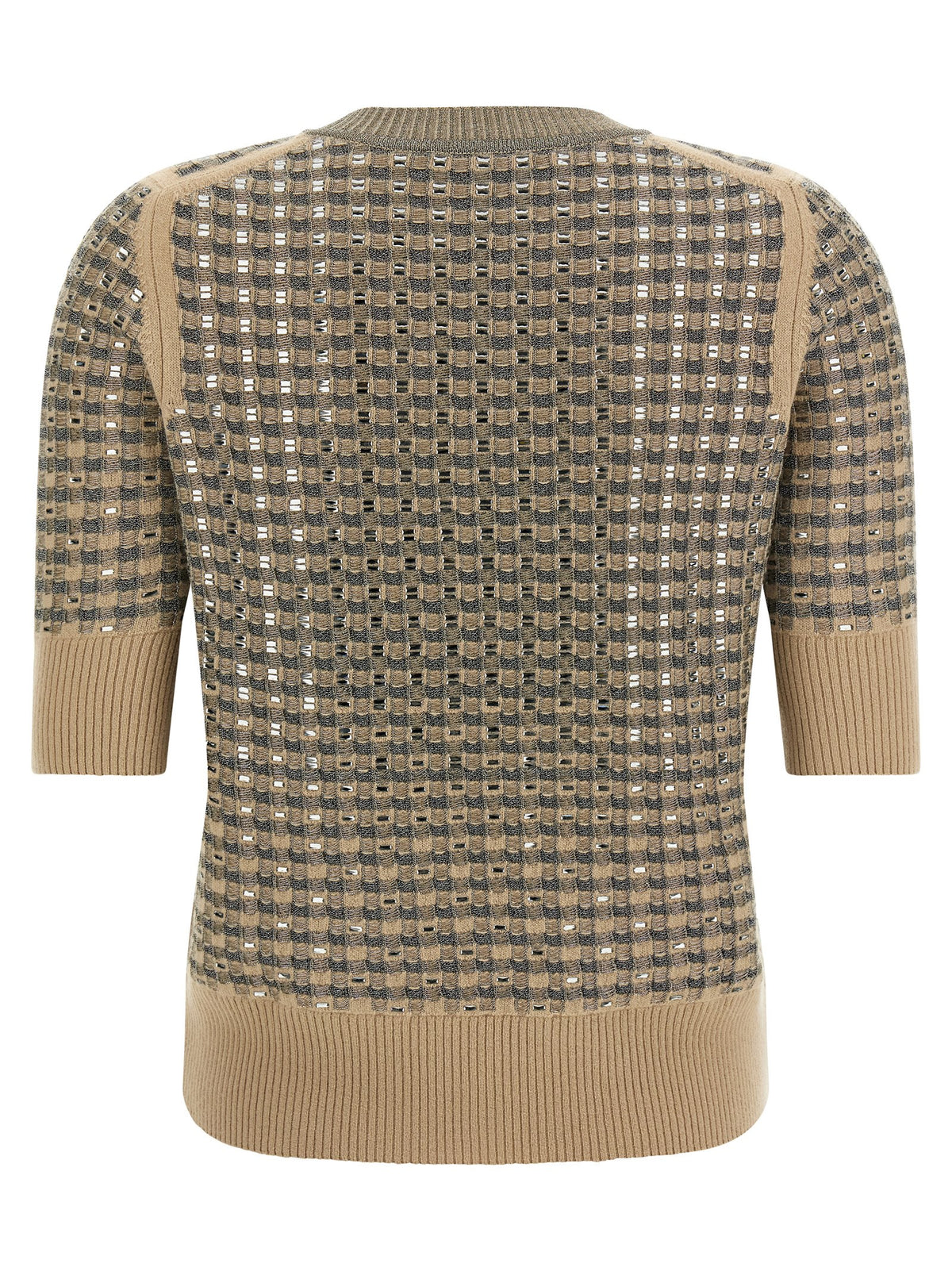 Elevate your wardrobe with the Ermanno Scervino Beige Virgin Wool Sweatshirt, a luxurious blend of virgin wool and cashmere, embodying timeless elegance and exquisite craftsmanship.