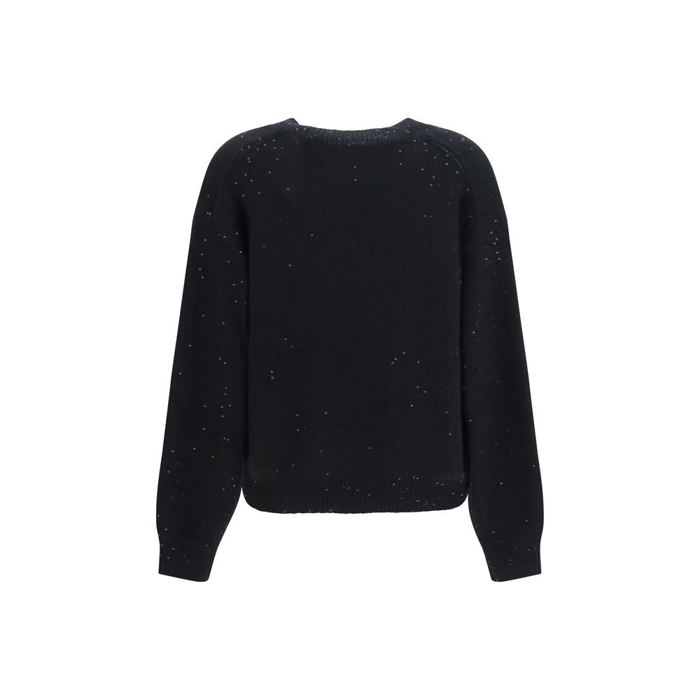 Elevate your wardrobe with the Brunello Cucinelli Black Cashmere Sweater, a luxurious blend of cashmere and silk, embodying timeless elegance and exquisite craftsmanship.