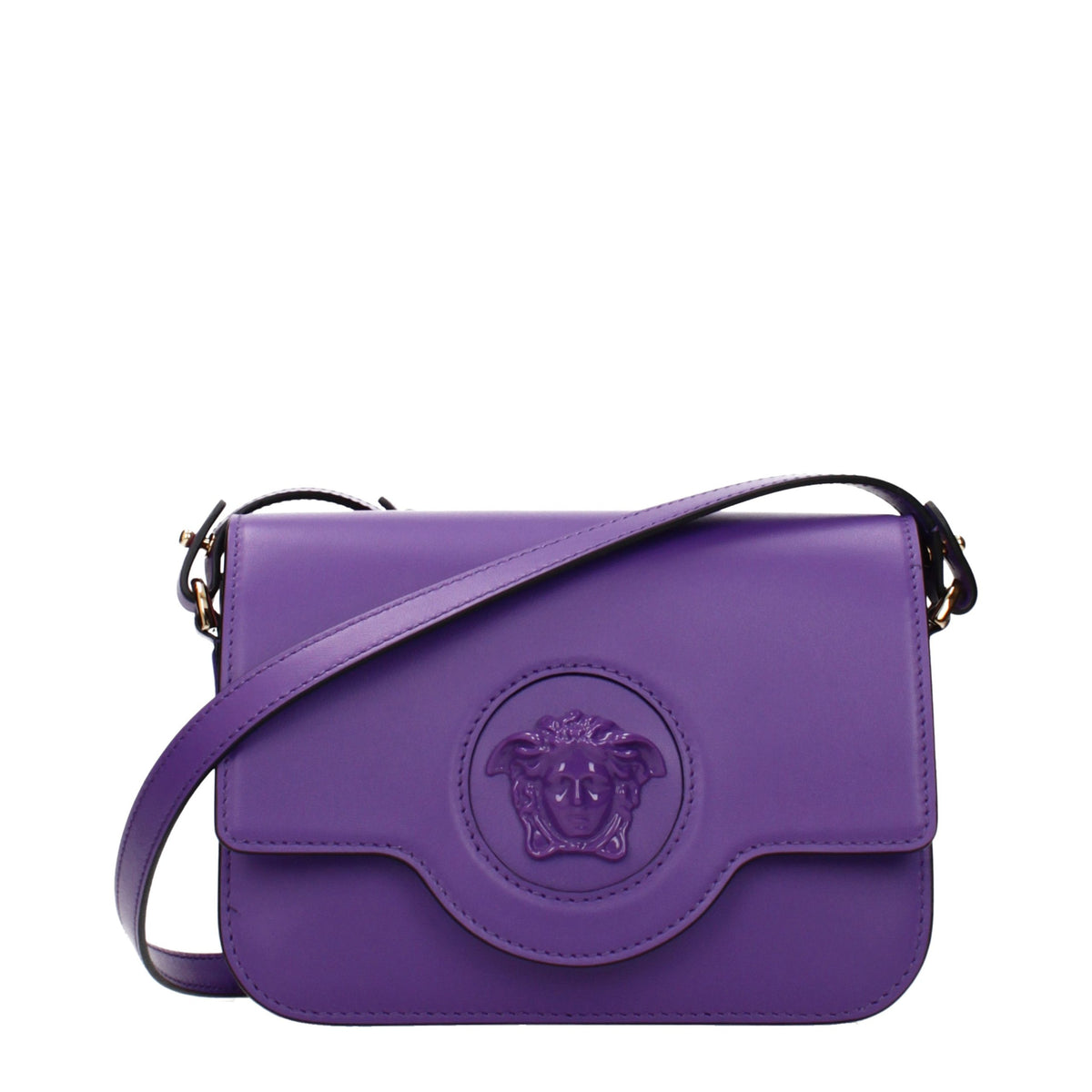 Elevate your style with the Versace Purple Leather Crossbody Bag, a masterpiece of exquisite craftsmanship and timeless elegance, perfect for discerning individuals.