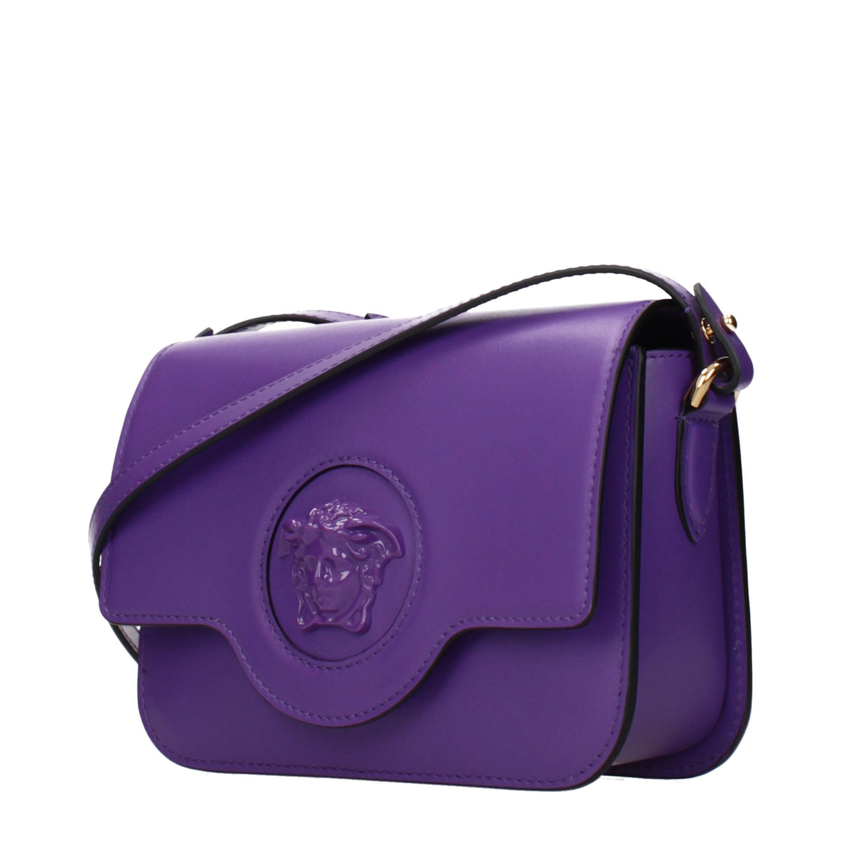 Elevate your style with the Versace Purple Leather Crossbody Bag, a masterpiece of exquisite craftsmanship and timeless elegance, perfect for discerning tastes.