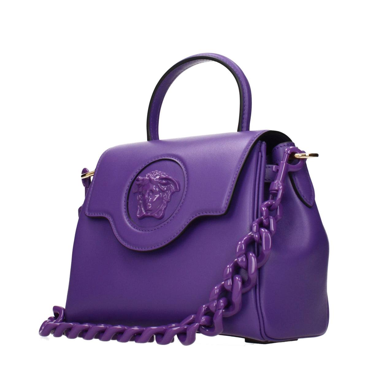 Discover the Versace Purple Leather Handbag, a symbol of exquisite craftsmanship and timeless elegance, perfect for those who embrace luxury and sophistication.
