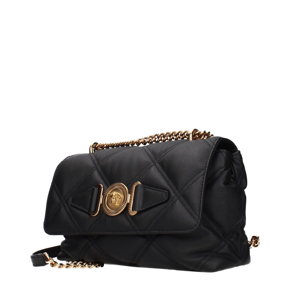 Elevate your style with the Versace Black Leather Shoulder Bag, a masterpiece of contemporary luxury that embodies sophistication and timeless elegance.