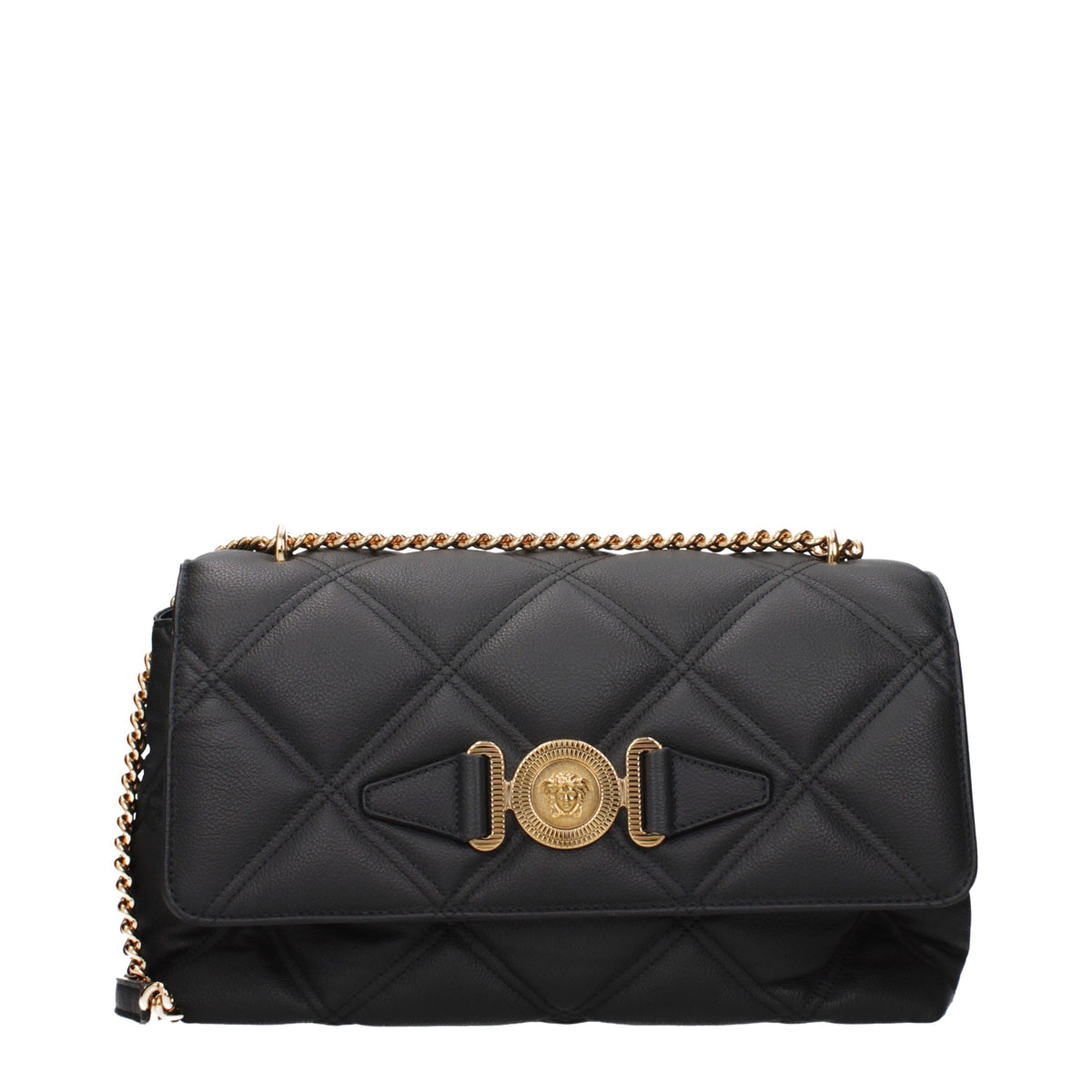 Elevate your allure with the Versace Black Leather Crossbody Bag, a masterpiece of exquisite craftsmanship and timeless elegance, perfect for every sophisticated occasion.