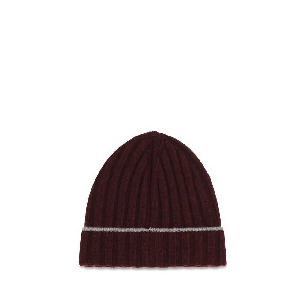Indulge in the Brunello Cucinelli Bordeaux Cashmere Beanie, a luxurious winter accessory crafted from fine cashmere, embodying sophistication and timeless elegance.