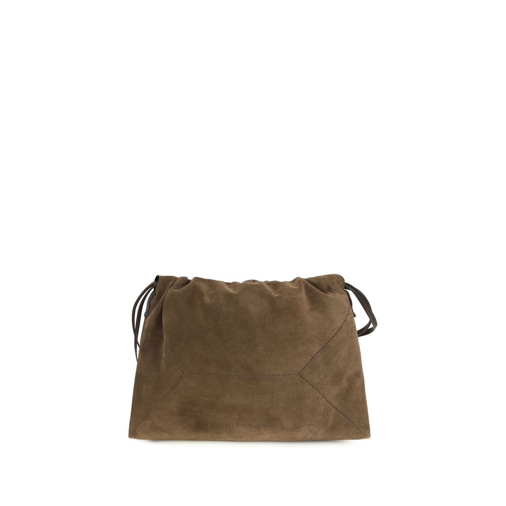 Elevate your style with the Brunello Cucinelli Brown Calf Leather Bos Taurus Shoulder Bag, a masterpiece of luxury craftsmanship that embodies timeless elegance and sophistication.
