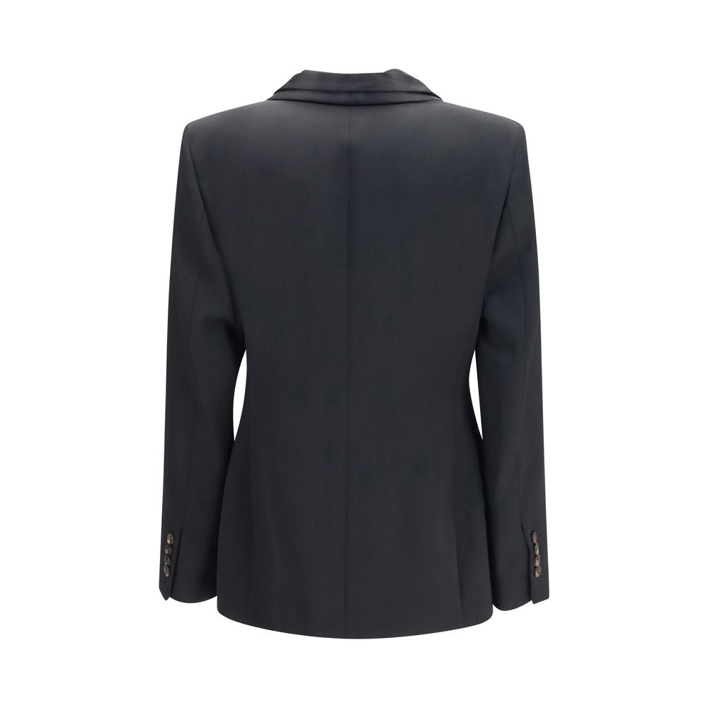 Indulge in the elegance of the Brunello Cucinelli Black Wool Oves Aries Full-Length Jacket, crafted from exquisite fleece wool for timeless sophistication and warmth.