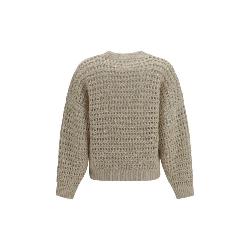 Indulge in the Brunello Cucinelli Beige Wool Oves Aries Sweatshirt, a luxurious blend of wool and cashmere, embodying effortless elegance and sophisticated craftsmanship for the discerning individual.