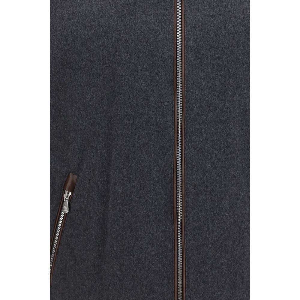 Discover the Brunello Cucinelli Gray Wool Oves Aries Shell Jacket, a masterpiece of artisanal craftsmanship in luxurious wool, designed for those who appreciate timeless elegance.