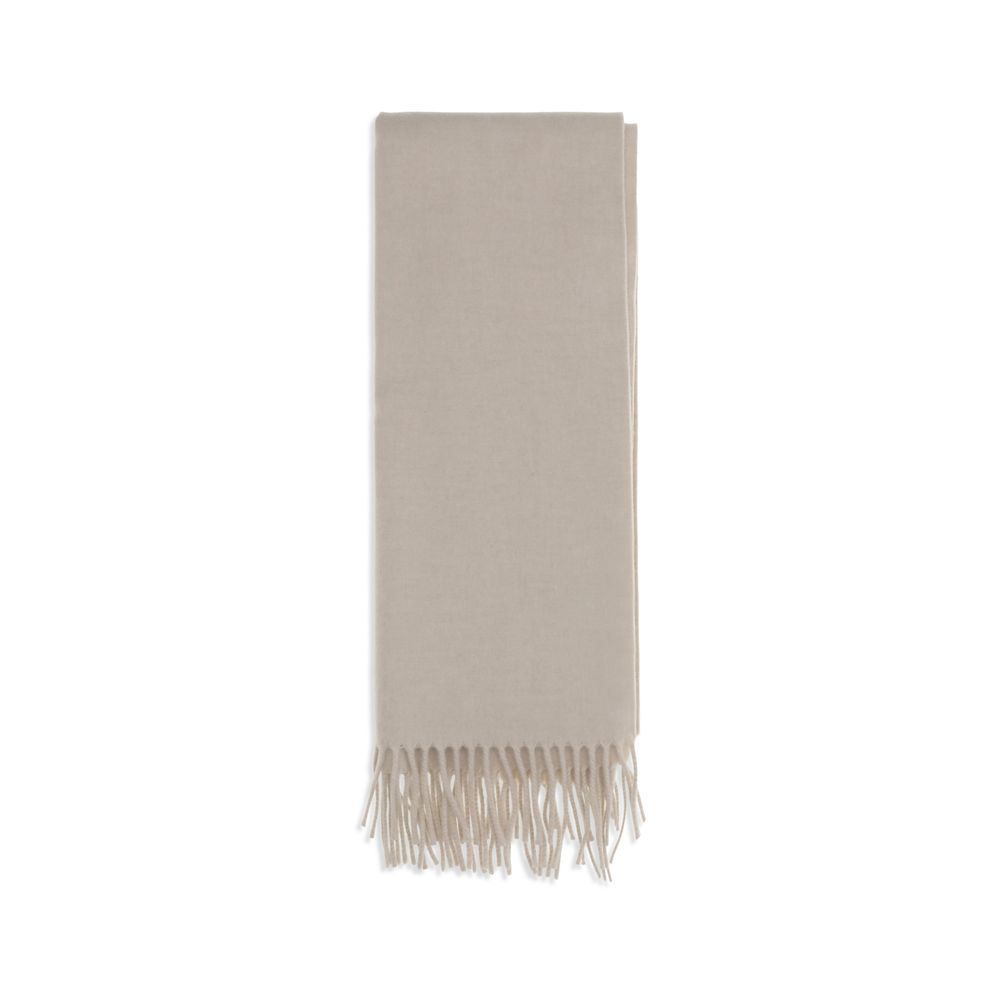 Indulge in the exquisite allure of the Brunello Cucinelli Beige Cashmere Scarf, a timeless accessory crafted from the finest cashmere, embodying luxury and sophistication.
