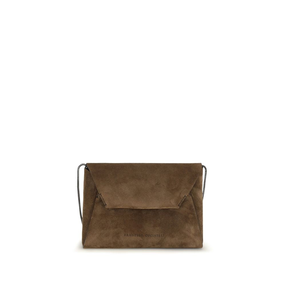 Indulge in the exquisite Brunello Cucinelli Brown Calf Leather Bos Taurus Shoulder Bag, a timeless blend of elegance and functionality, perfect for the discerning individual.