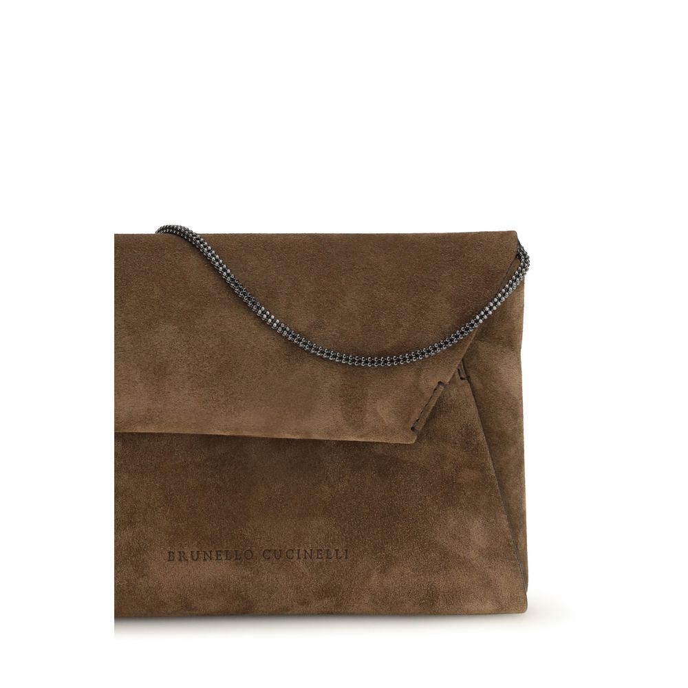 Indulge in the exquisite Brunello Cucinelli Brown Calf Leather Bos Taurus Shoulder Bag, a timeless blend of elegance and functionality, crafted for discerning tastes.