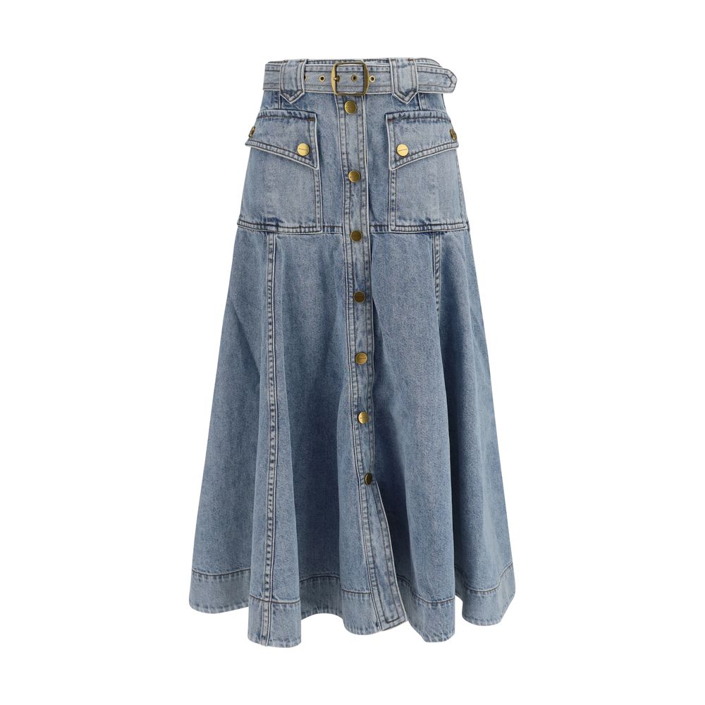 Zimmermann Blue Cotton Midi Skirt - Timeless Elegance Redefined