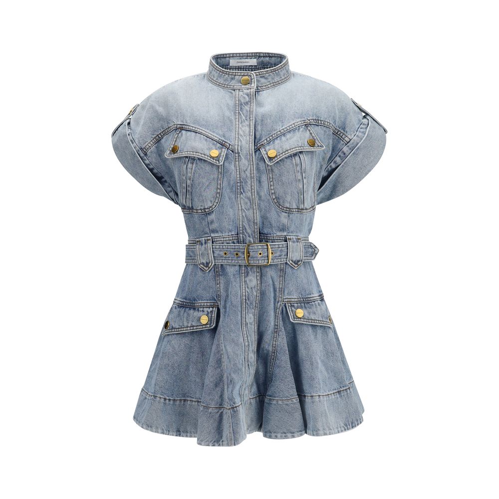 Zimmermann Blue Cotton Utility Mini Dress - Effortless Elegance
