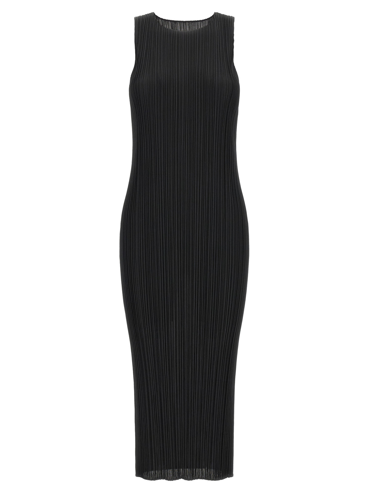 Pleats Please Issey Miyake Black Midi Dress - Timeless Elegance
