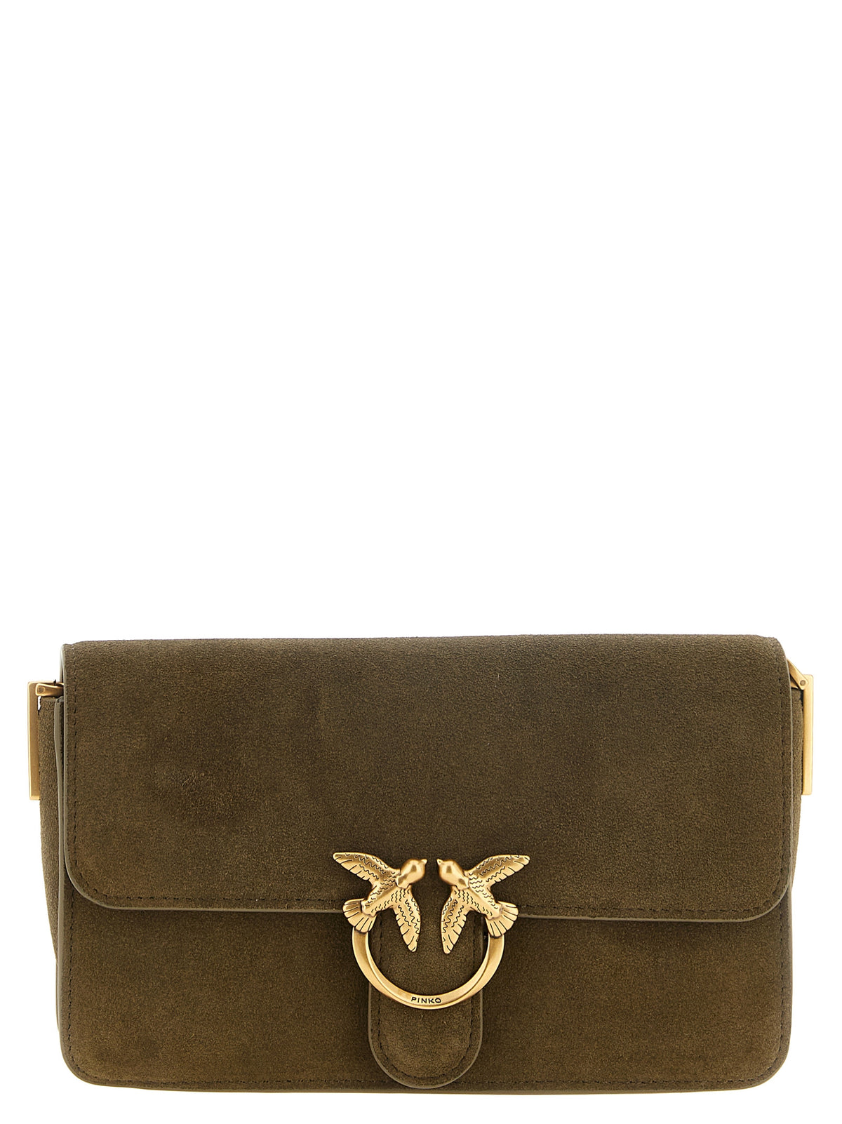 PINKO Love One Slouchy Shoulder Bag in Dark Olive Green