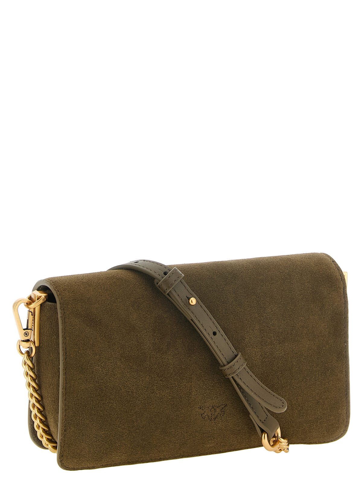 PINKO Love One Slouchy Shoulder Bag in Dark Olive Green