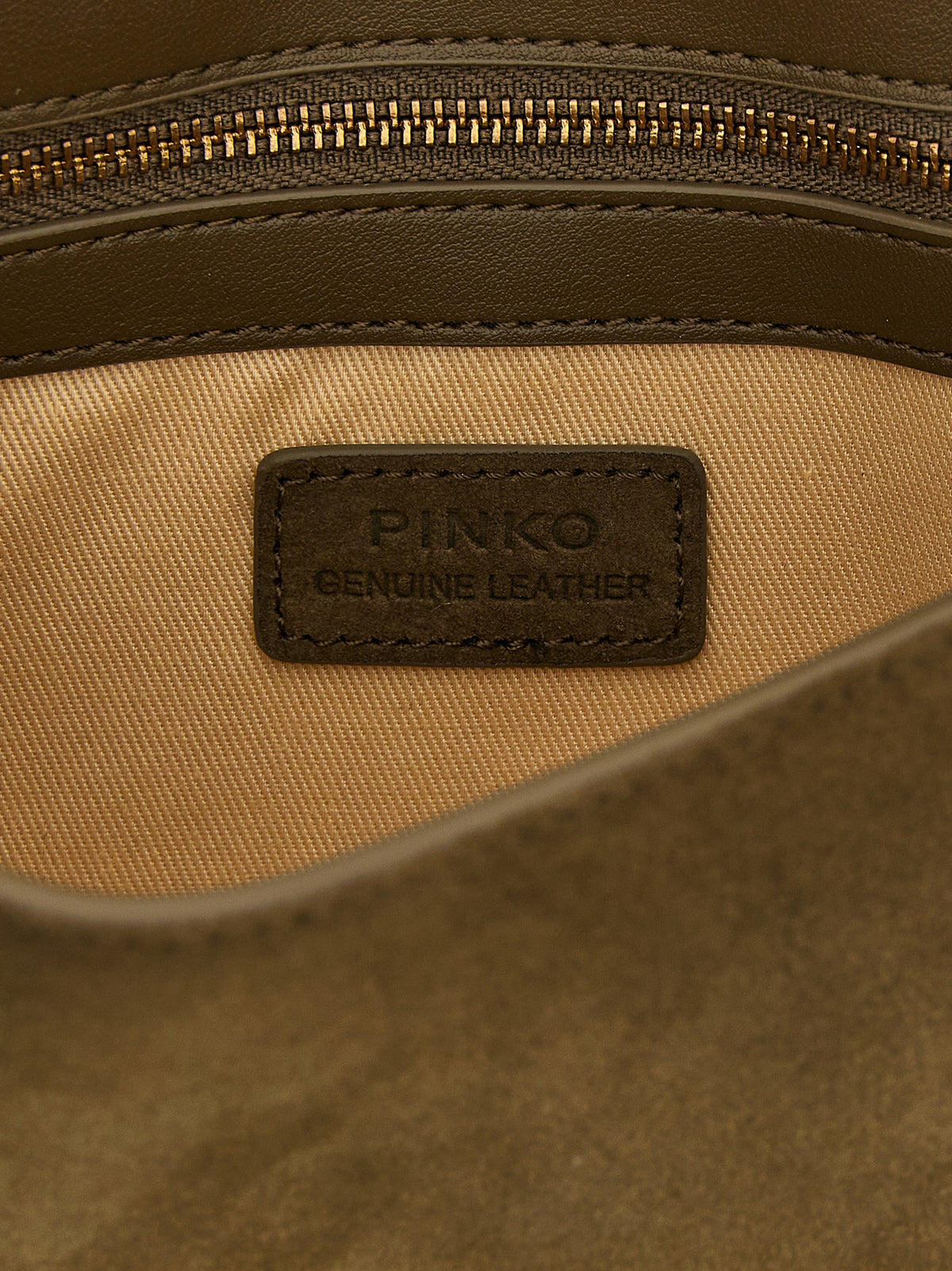 PINKO Love One Slouchy Shoulder Bag in Luxurious Dark Olive Green