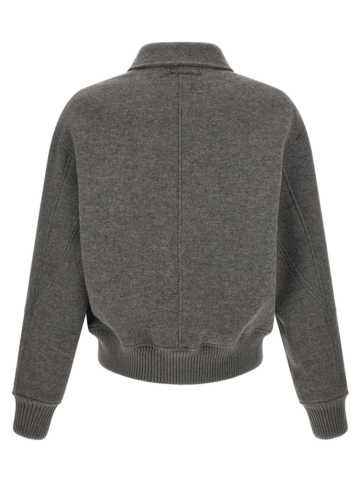 Jacquemus Gray Virgin Wool Bomber Jacket - Timeless Luxury Outerwear
