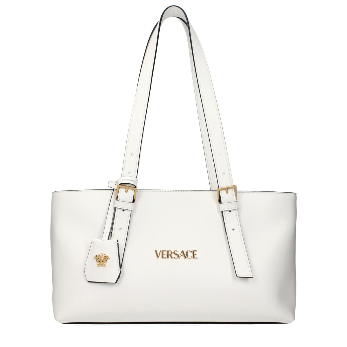 Versace White Leather Shoulder Bag - Timeless Luxury Elegance