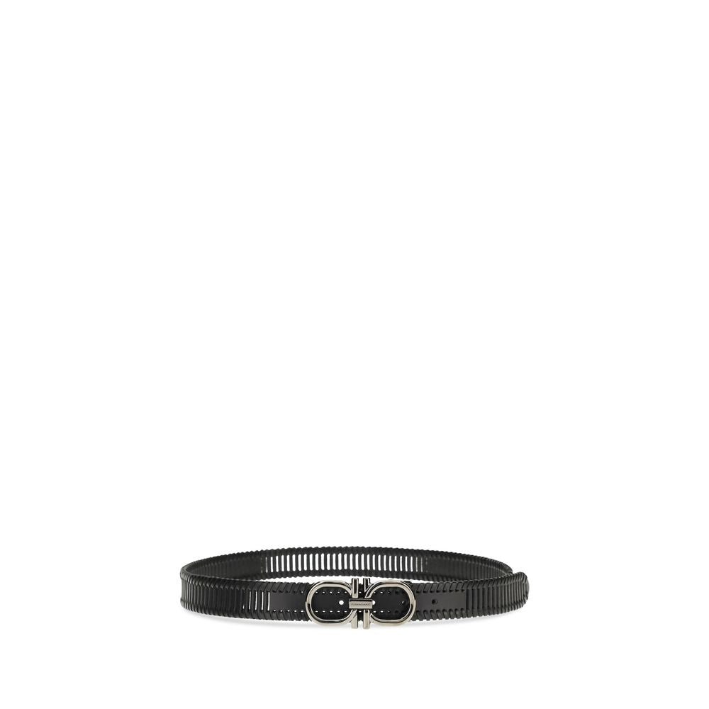 Ferragamo Gancini Belt - Timeless Black Calf Leather Elegance