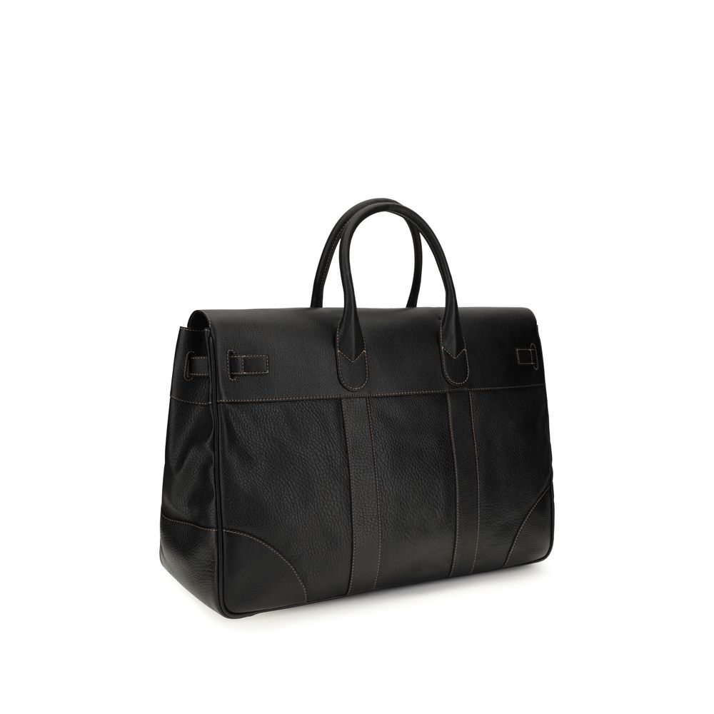 Brunello Cucinelli Grained Leather Travel Bag for Discerning Tastes