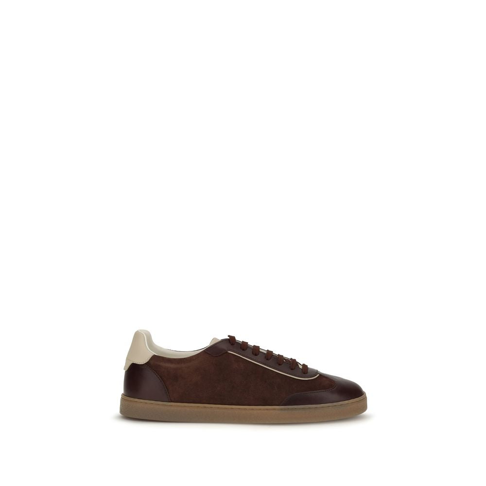 Brunello Cucinelli Bordeaux Calf Leather Low Top Sneakers