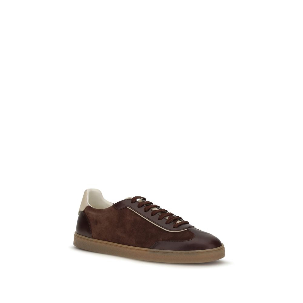 Brunello Cucinelli Bordeaux Calf Leather Low Top Sneakers