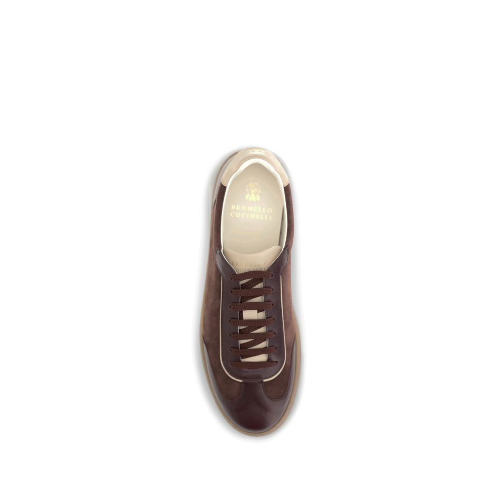 Brunello Cucinelli Bordeaux Calf Leather Low Top Sneakers