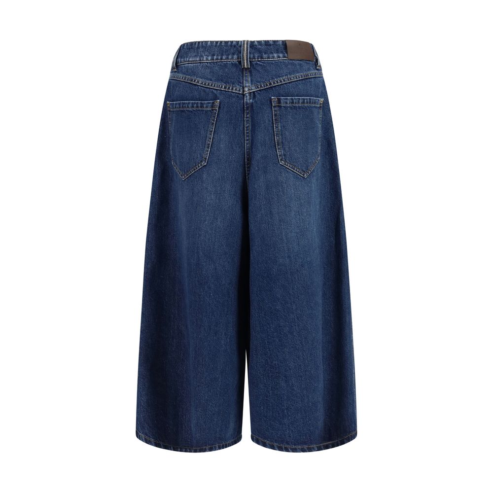 Indulge in the exquisite Brunello Cucinelli Blue Denim Shorts, crafted from luxurious cotton with a sophisticated washed finish, perfect for elevating your summer wardrobe.