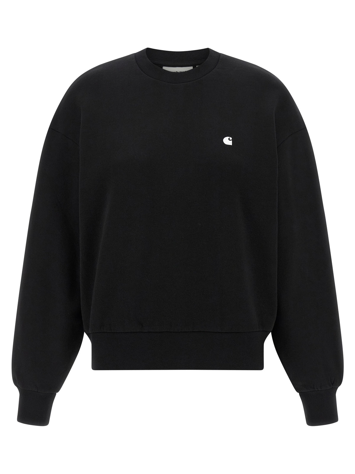 Indulge in the Carhartt WIP Black Cotton Sweatshirt, a timeless piece crafted from premium brushed cotton, embodying effortless luxury and sophisticated style for the discerning individual.