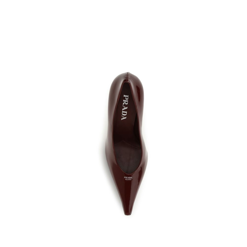 Elevate your style with Prada Bordeaux Goatskin High Heel Pumps, where exquisite craftsmanship meets luxurious goatskin, perfect for any sophisticated occasion.