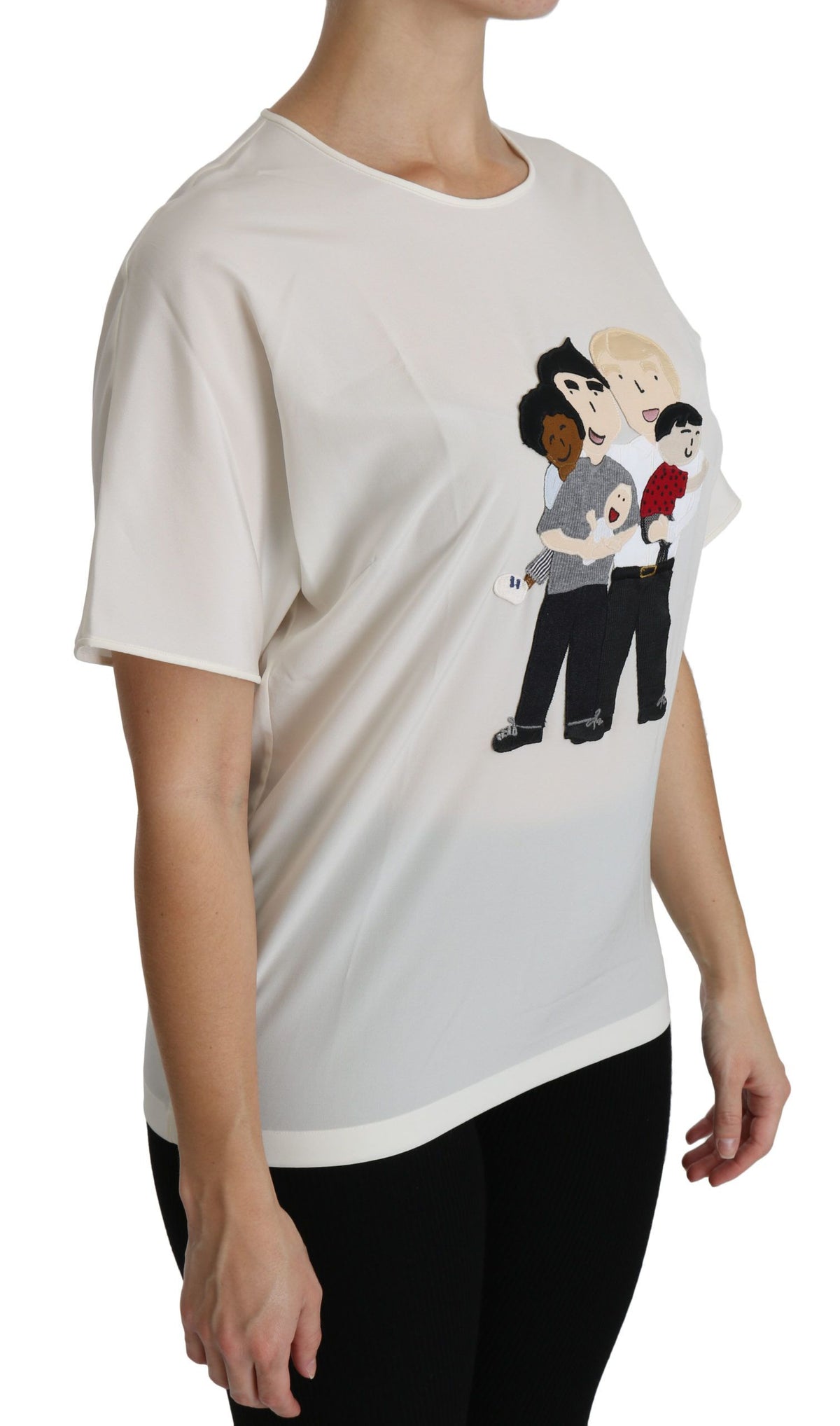 Dolce & Gabbana White #dgfamily Patch Blouse - Luxury Silk Elegance