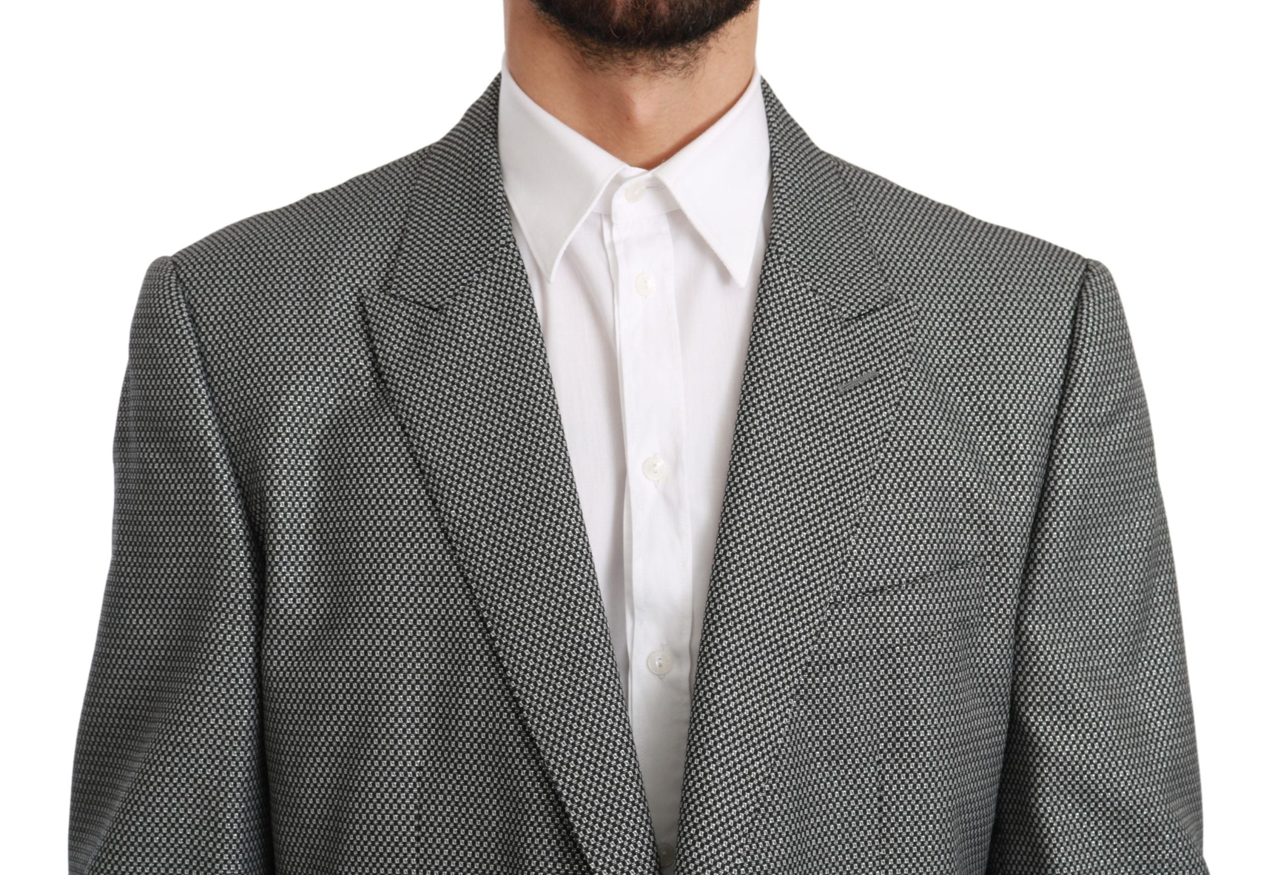 Elevate your wardrobe with the Dolce & Gabbana Gray Slim Fit Formal MARTINI Blazer, a masterpiece of Italian craftsmanship blending luxury and sophistication for the discerning individual.