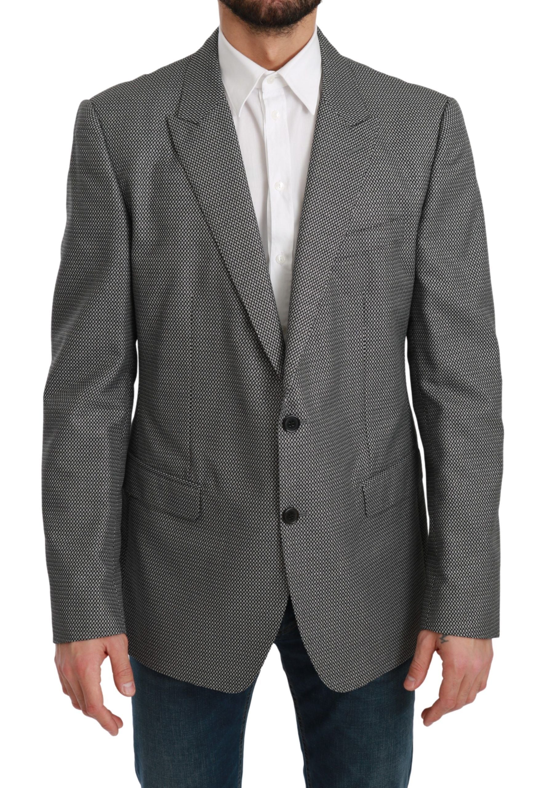 Experience the allure of the Dolce & Gabbana Gray Slim Fit Formal MARTINI Blazer, a masterpiece of Italian craftsmanship that redefines luxury elegance.