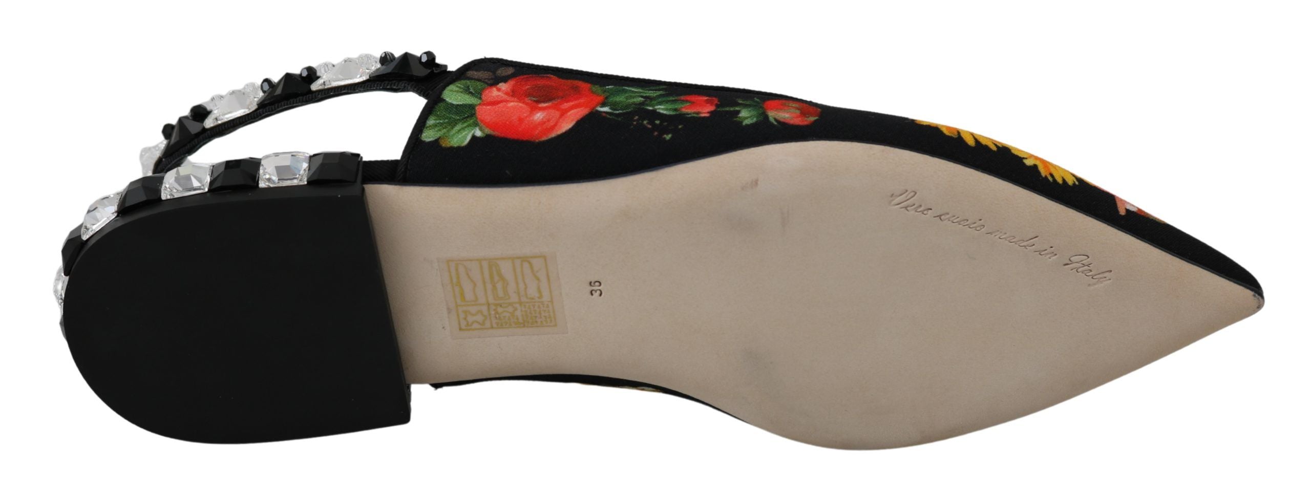 Dolce & Gabbana Black Floral Crystal Slingbacks - Exquisite Luxury