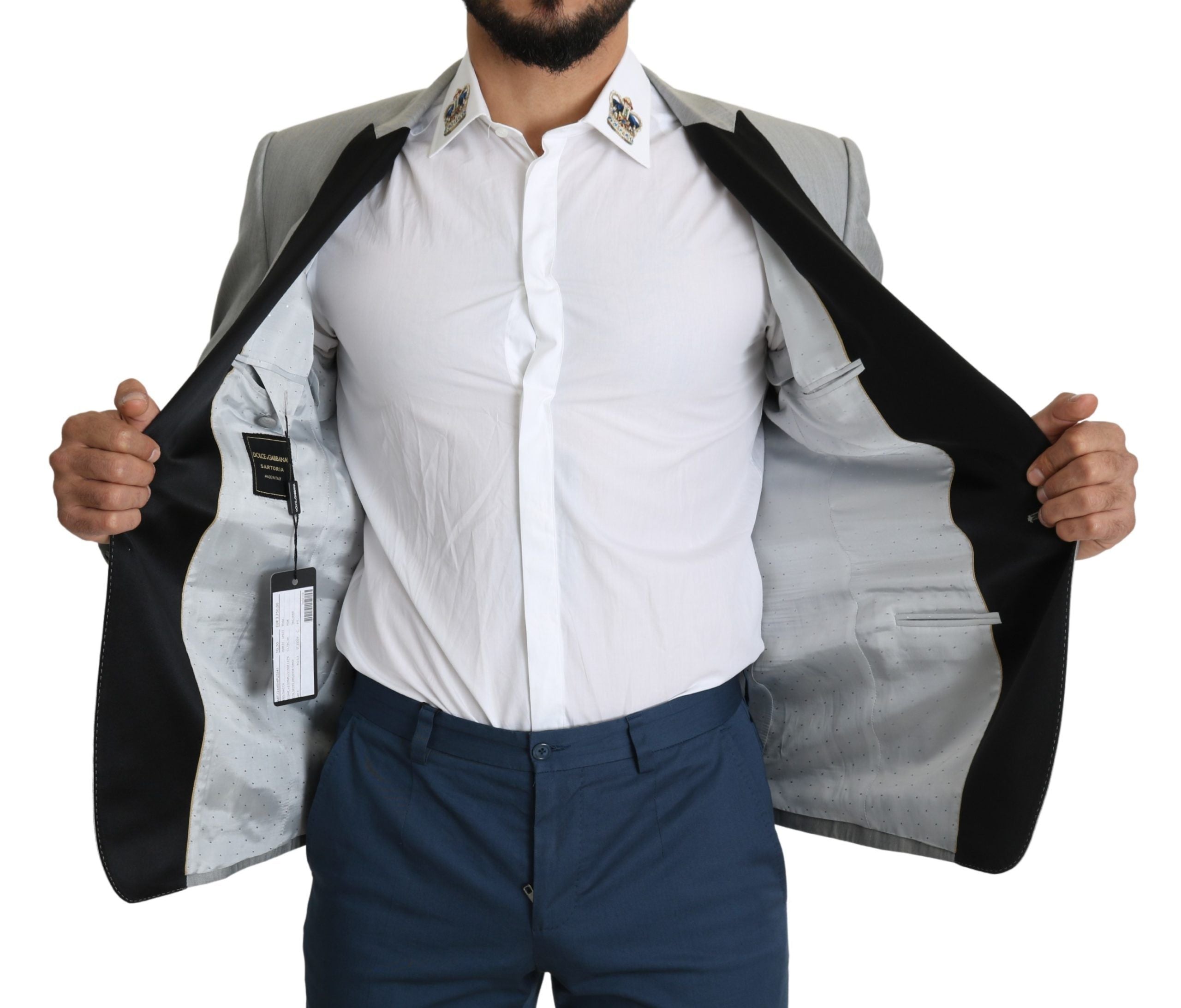 Dolce & Gabbana Light Gray Single Breasted SARTORIA Blazer