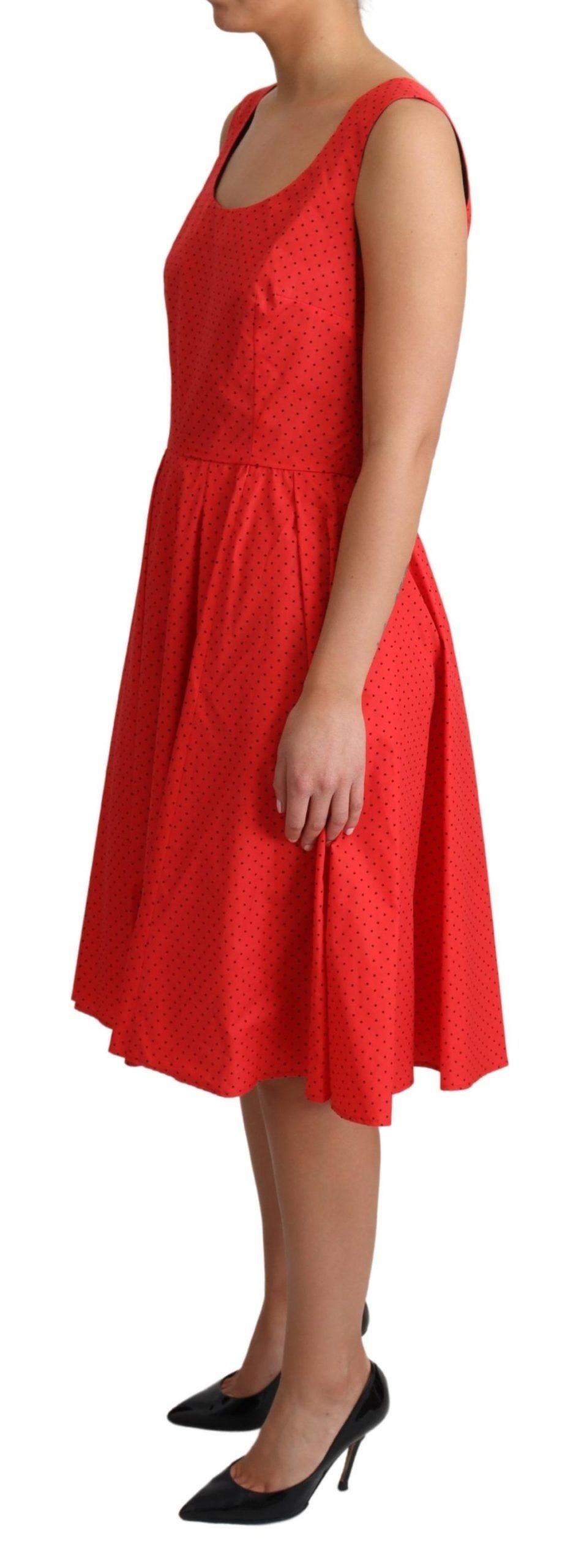 Dolce & Gabbana Red Polka Dotted Cotton A-Line Dress