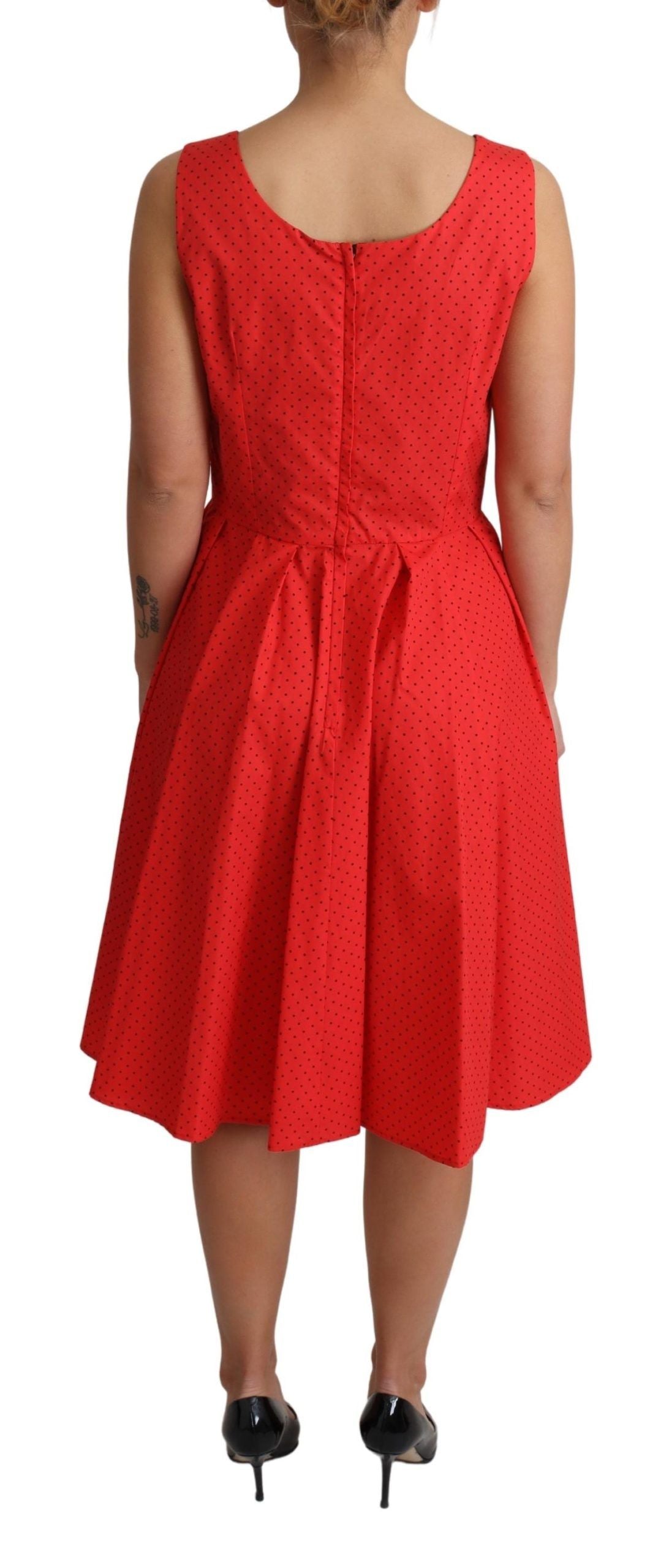 Dolce & Gabbana Red Polka Dotted Cotton A-Line Dress