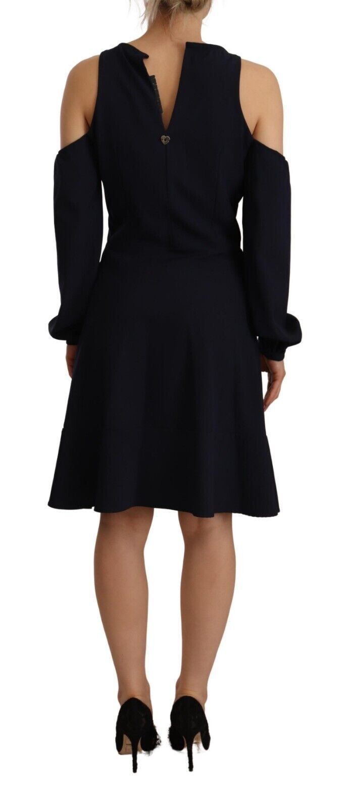 Indulge in the exquisite allure of the Twinset Black Long Sleeves Open Shoulder A-line Dress, where luxurious craftsmanship meets timeless elegance for unforgettable moments.