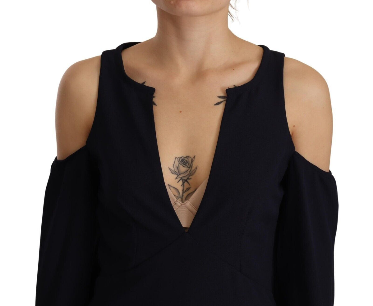 Discover the Twinset Black Long Sleeves Open Shoulder A-line Dress, a masterpiece of luxurious craftsmanship in a timeless silhouette, perfect for sophisticated occasions.
