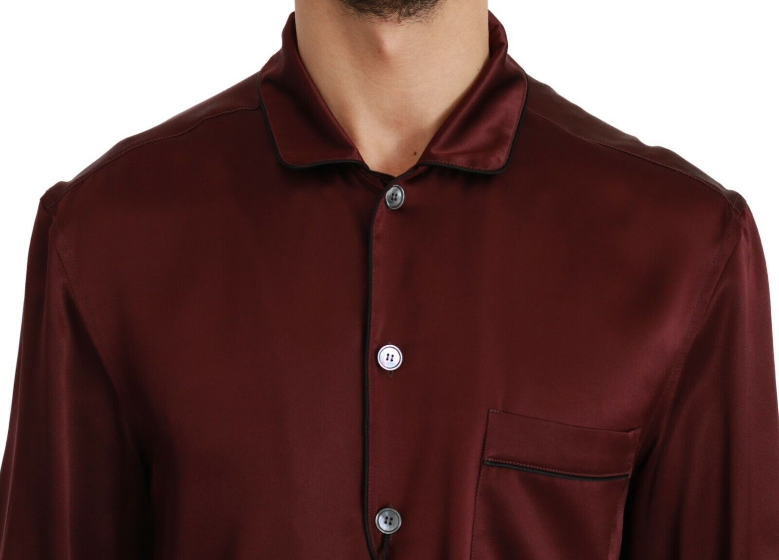 Dolce & Gabbana Bordeaux Silk Pajama Casual Shirt