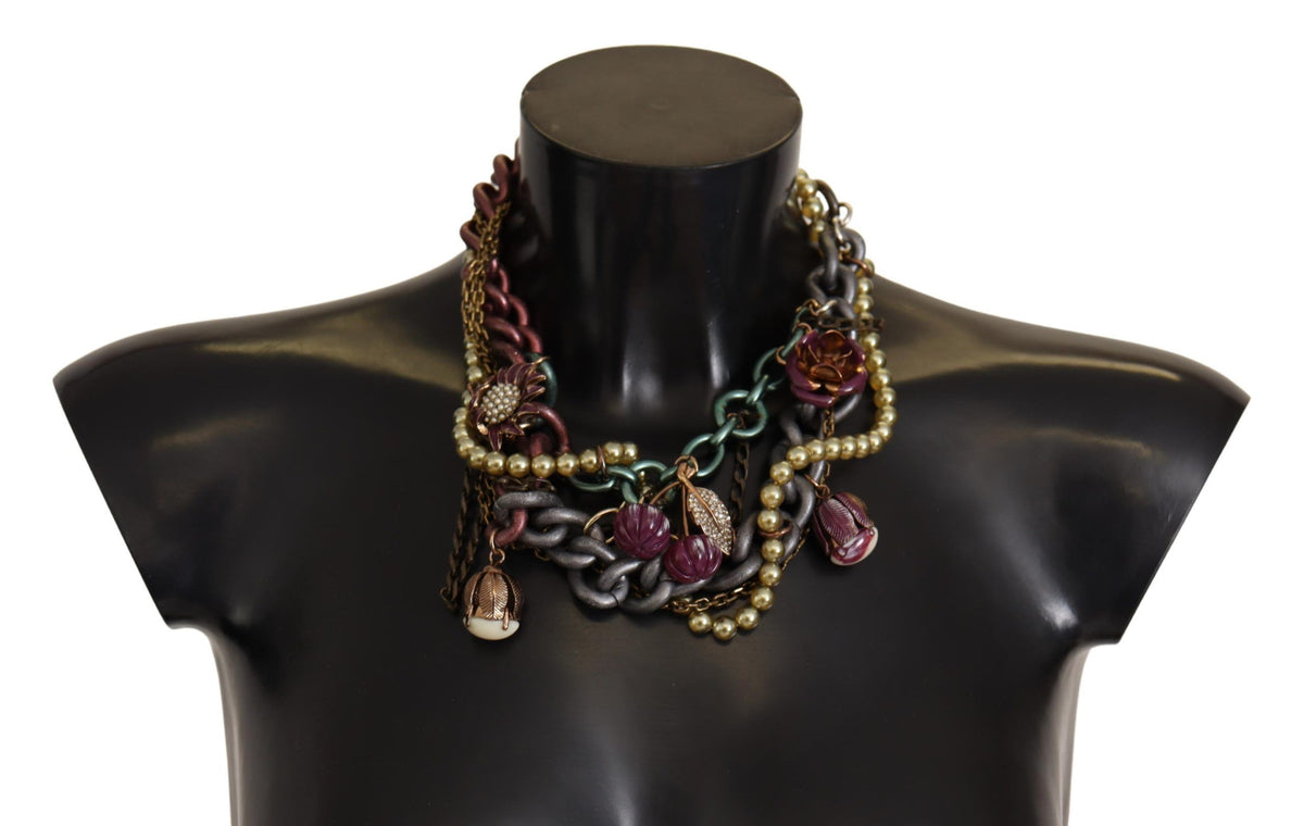 Dolce & Gabbana Floral Crystal Statement Necklace - Artisanal Luxury