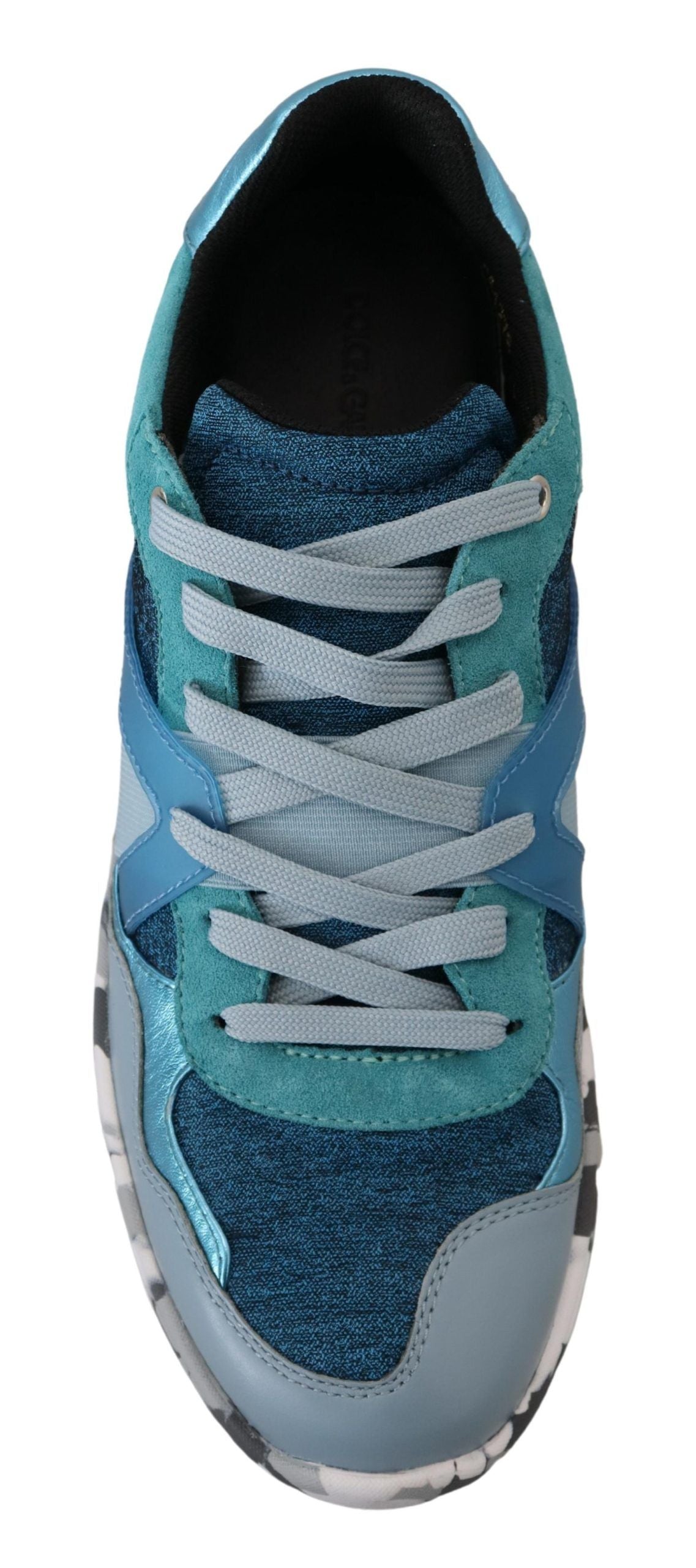 Indulge in the exquisite Dolce & Gabbana Blue Gray Leather Sport Low Top Sneakers, where Italian craftsmanship meets luxurious materials for timeless elegance and effortless style.