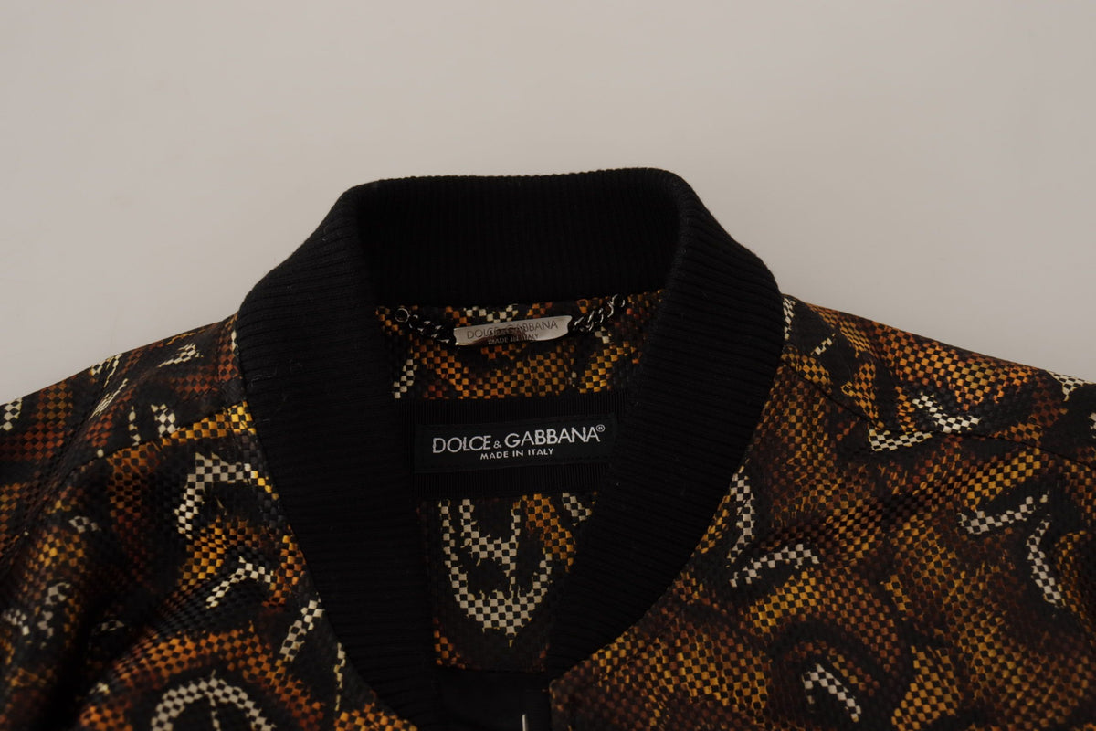 Elevate your wardrobe with the Dolce & Gabbana Brown Feather Full Zip Blouson Jacket, a masterpiece of Italian craftsmanship that embodies timeless luxury and sophistication.