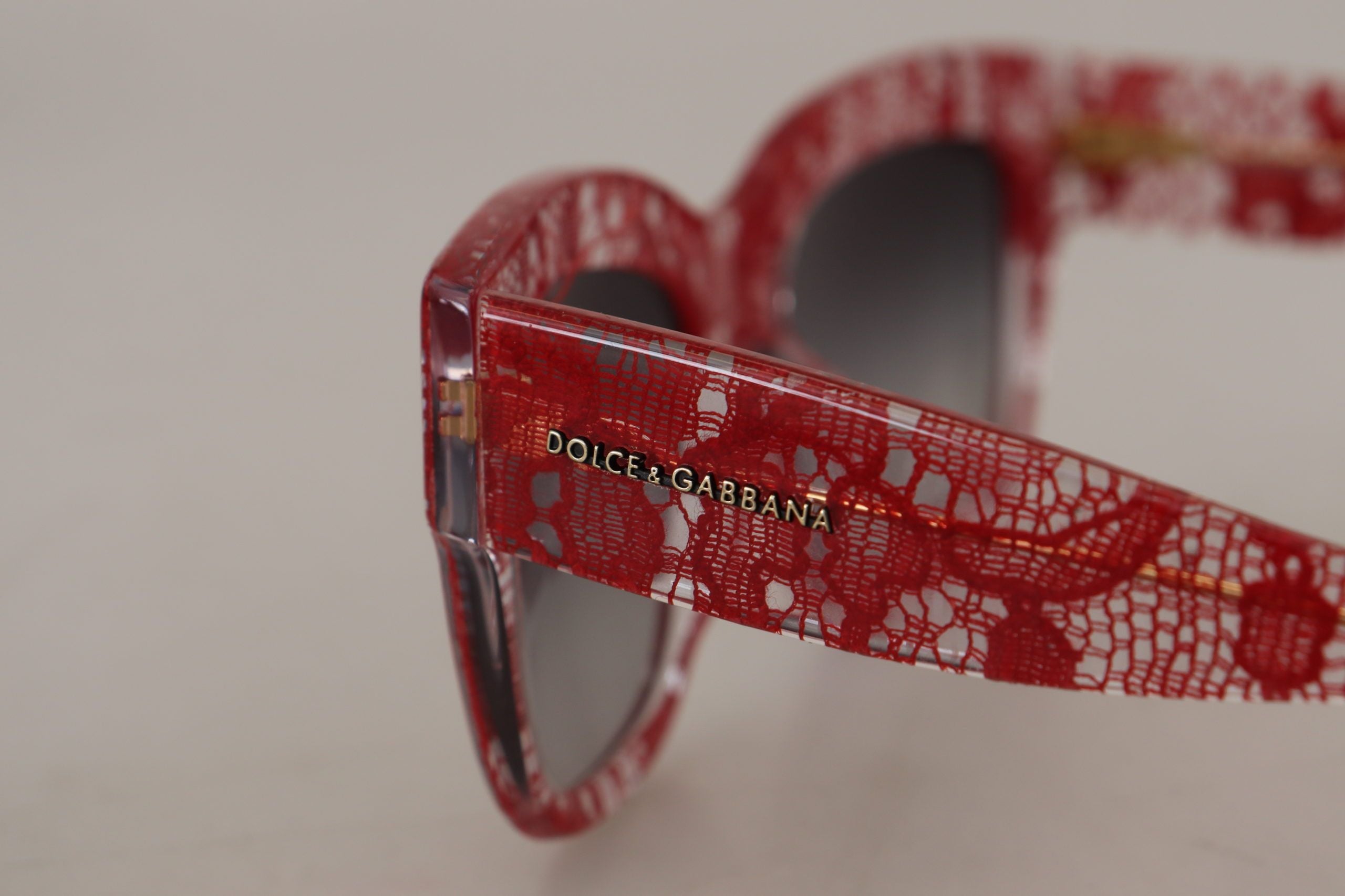 Dolce & Gabbana Red Lace Acetate Rectangle Shades DG4231F Sunglasses
