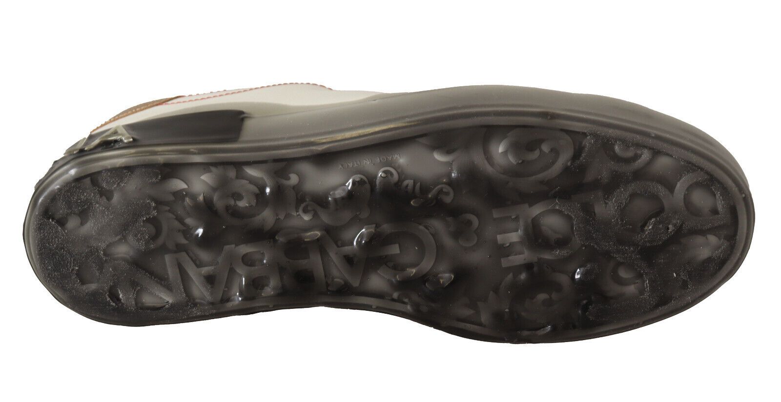 Dolce & Gabbana White Gold Leather Low Top Sneakers - Luxury Elegance