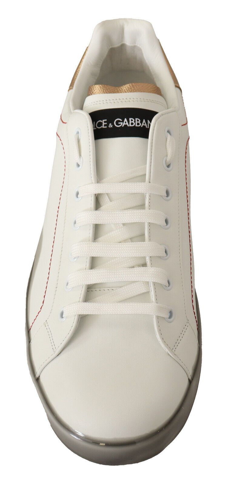 Dolce & Gabbana White Gold Leather Low Top Sneakers - Luxury Redefined