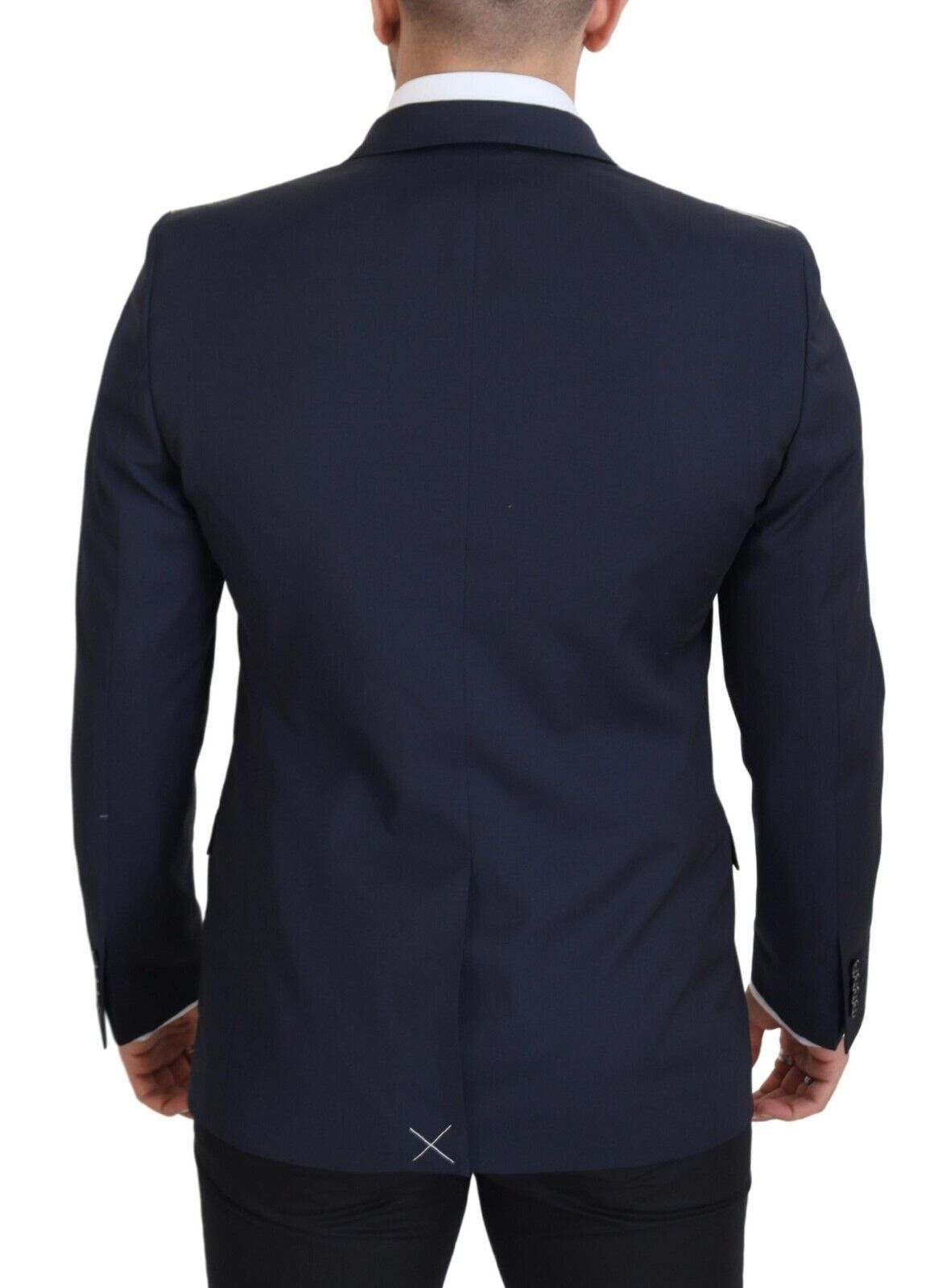 Elevate your wardrobe with the Dolce & Gabbana Dark Blue Wool MARTINI Blazer, a luxurious blend of virgin wool and elastane, crafted in Italy for timeless sophistication.